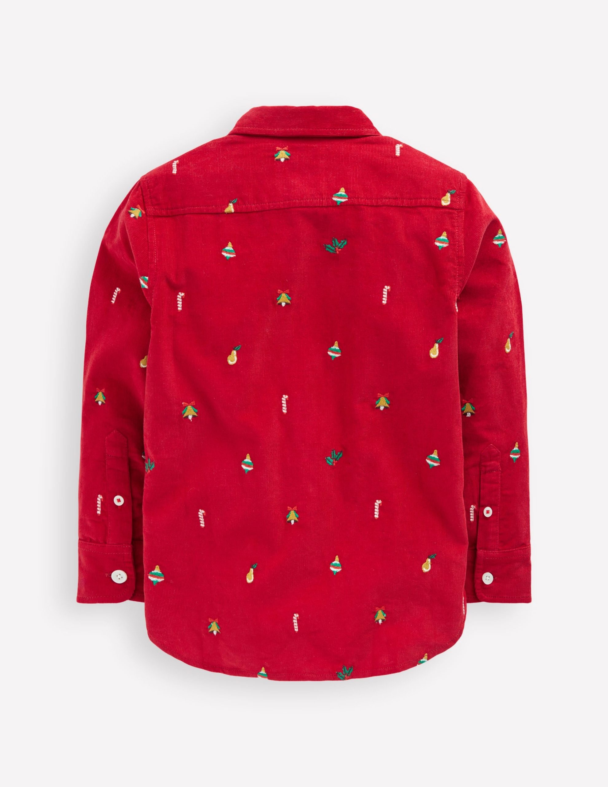 Embroidered Corduroy Shirt-Red Christmas Embroidery - Image 2