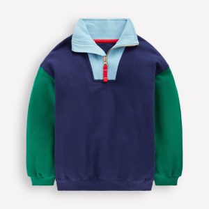 Half-Zip Sweatshirt-Medieval blue Colourblock