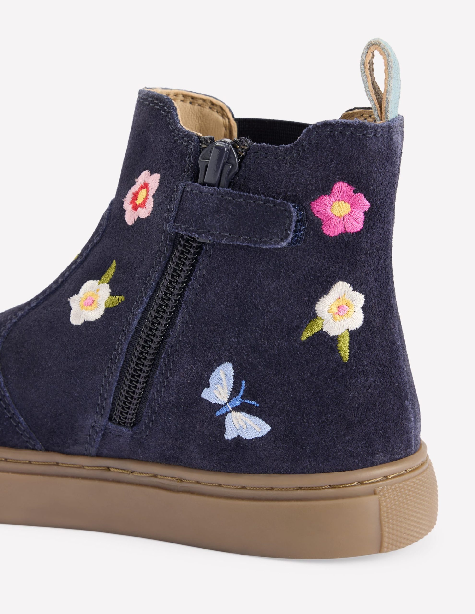 Embroidered Ankle Boots-Navy Floral Embroidery - Image 3