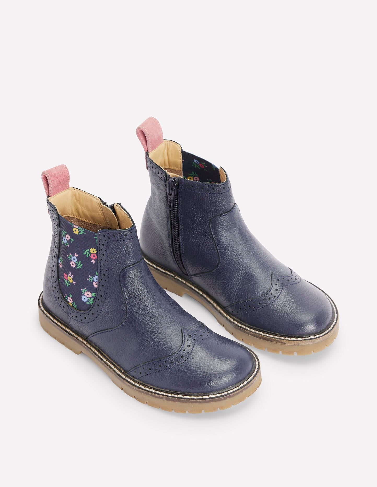 Leather Chelsea Boots-College Navy Floral - Image 2