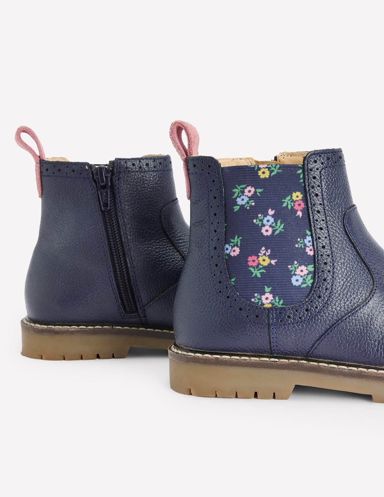 Leather Chelsea Boots-College Navy Floral - Image 3