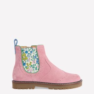 Leather Chelsea Boots-Pink Floral