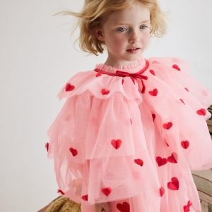 Tulle Heart Cape-Chalk Pink Hearts