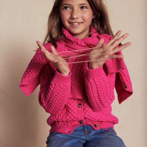 Heritage Cable Cardigan-Raspberry Pink