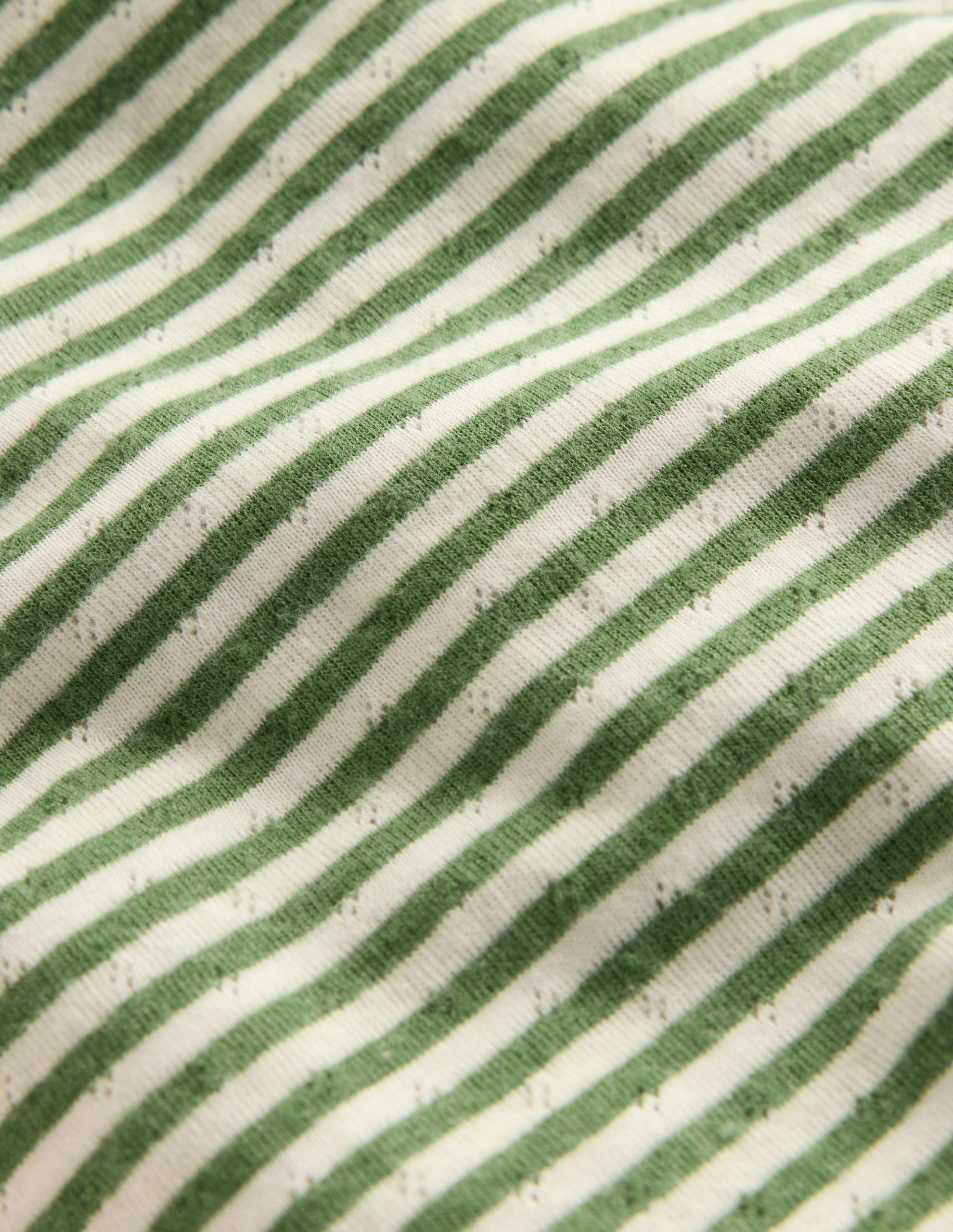 Long Sleeve Pointelle Top-Safari Green Stripe - Image 3