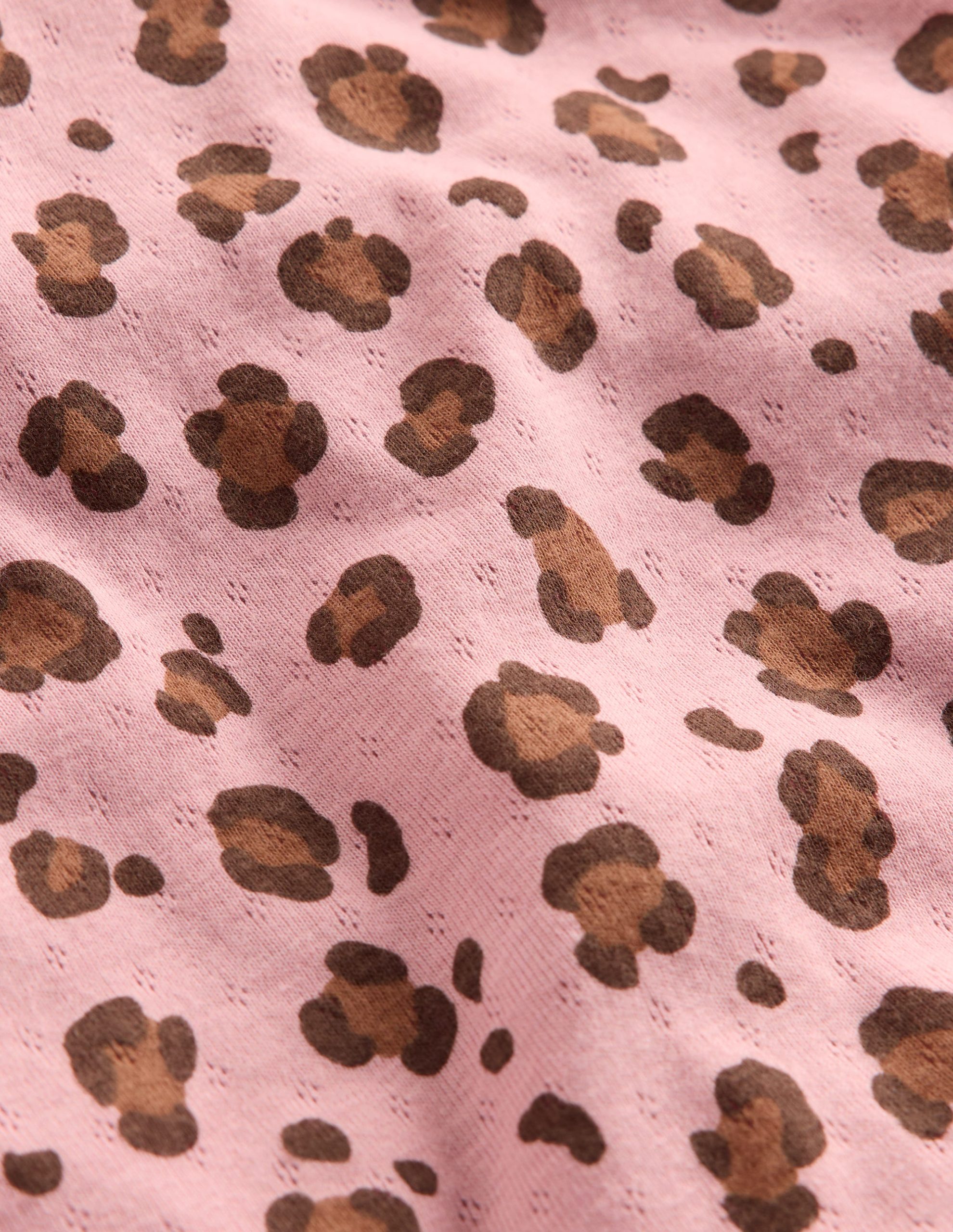 Long Sleeve Pointelle Top-Vintage Pink Leopard - Image 3