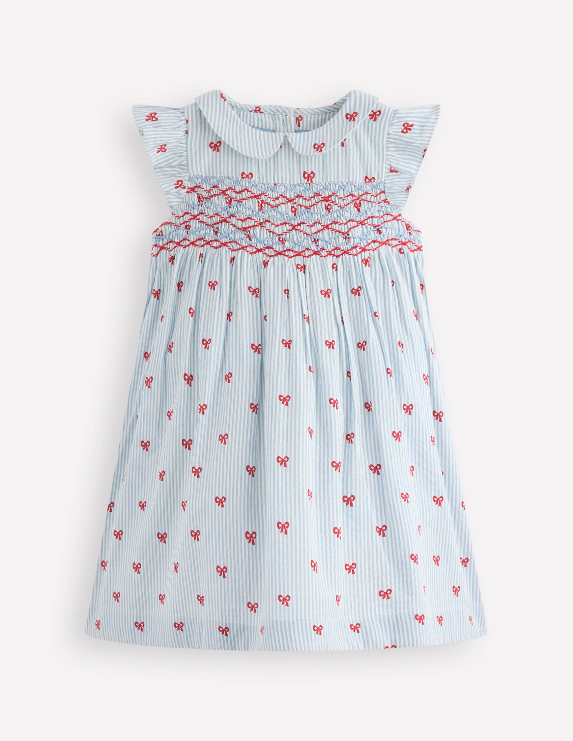 Adeline Smocked Dress-Glacier Blue Spaced Tiny Bows - Image 2