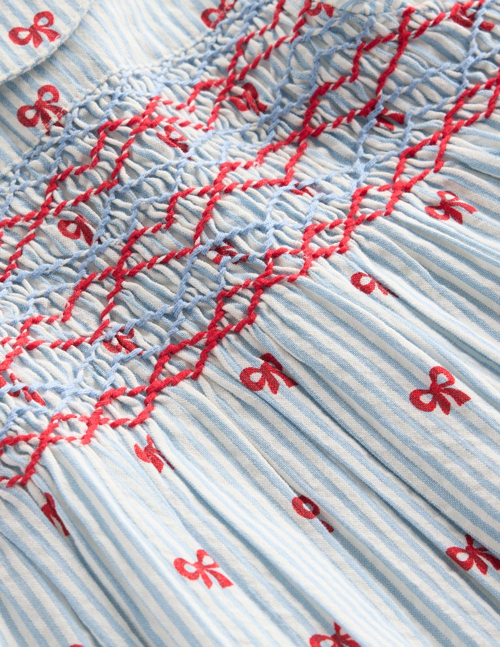 Adeline Smocked Dress-Glacier Blue Spaced Tiny Bows - Image 4