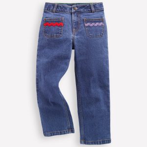Patch Pocket Pants-Midwash Denim