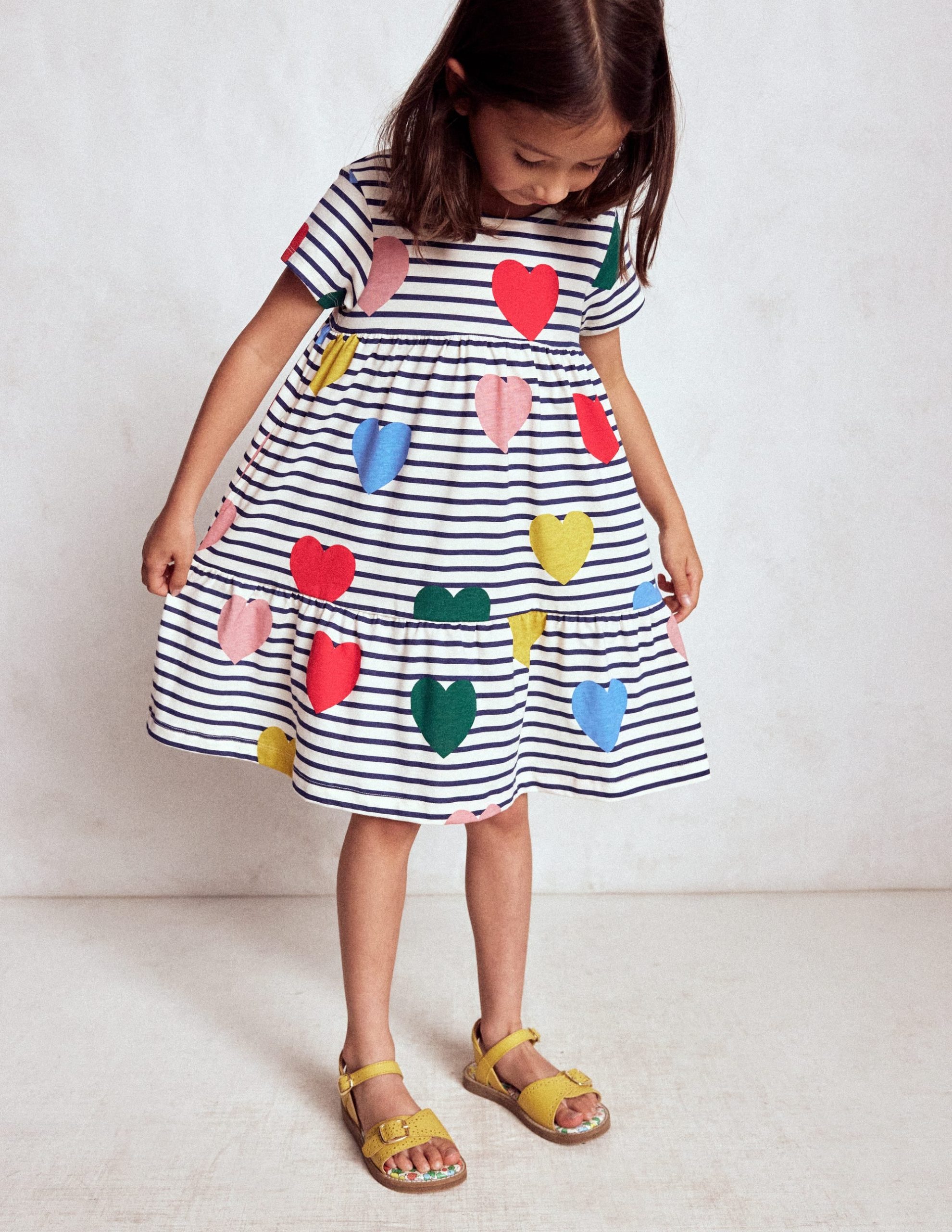Ariel Twirly Jersey Dress-Multi Heart Stripe - Image 3