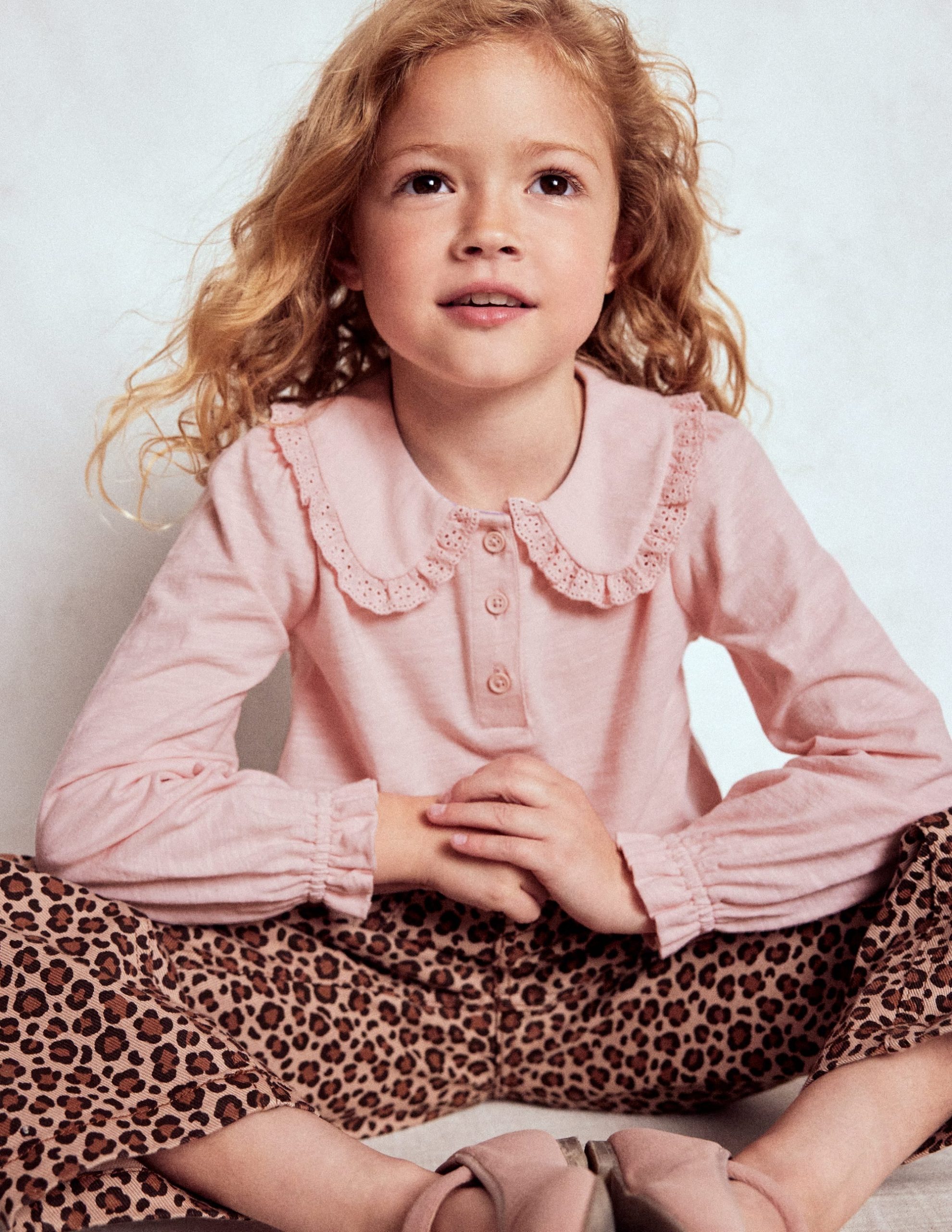 Collared Slub Top-Chalk Pink