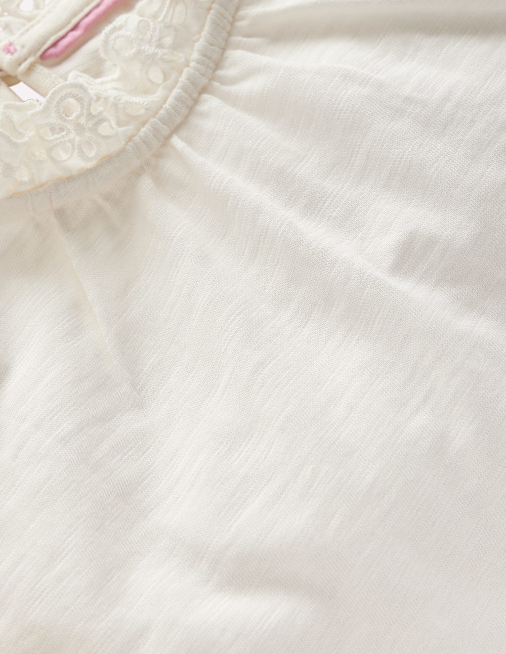 Broderie Trim Jersey Top-Soft Ivory - Image 4