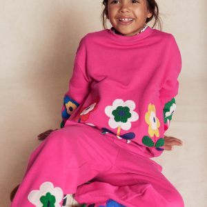 Bobbie Appliqu?? Sweatshirt-Raspberry Pink Flowers