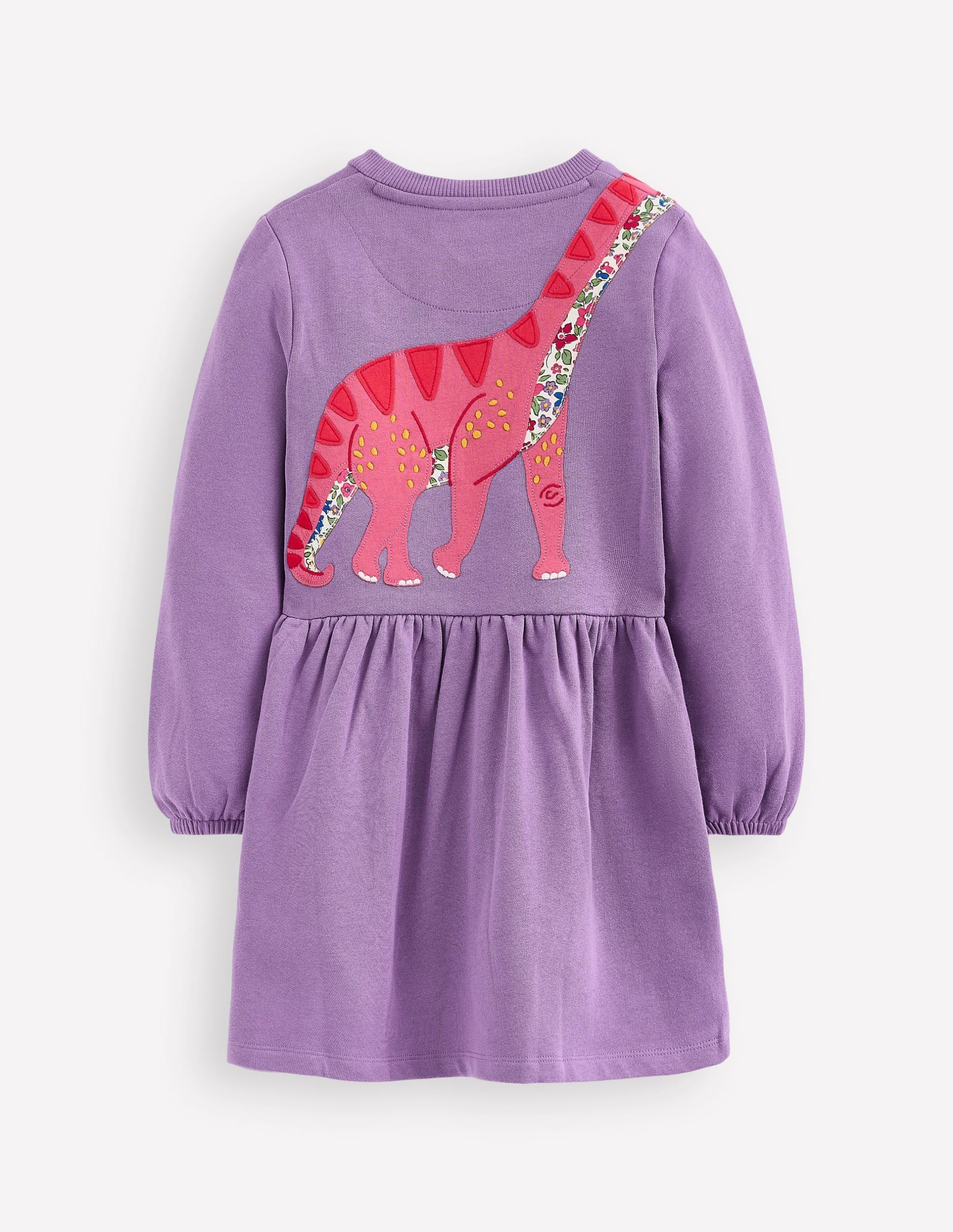 Applique Sweatshirt Dress-Aster Purple Dinosaurs - Image 2