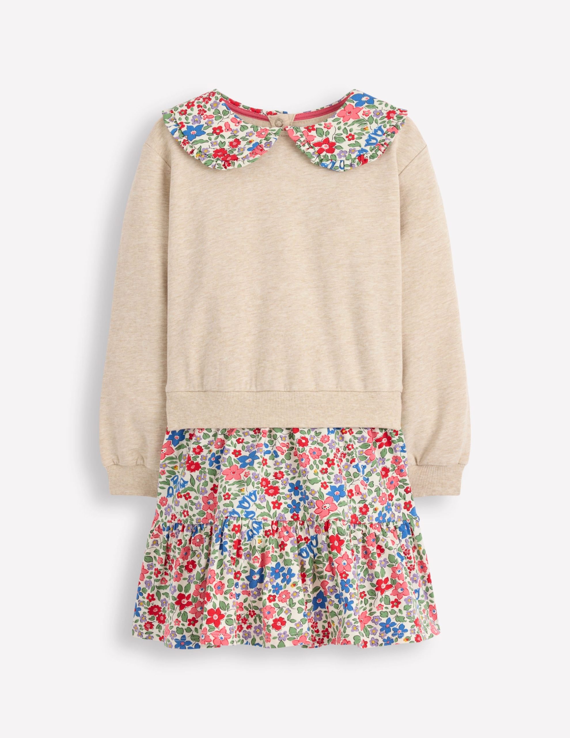 2-in-1 Sweatshirt Dress-Ivory Berry Floral - Image 2