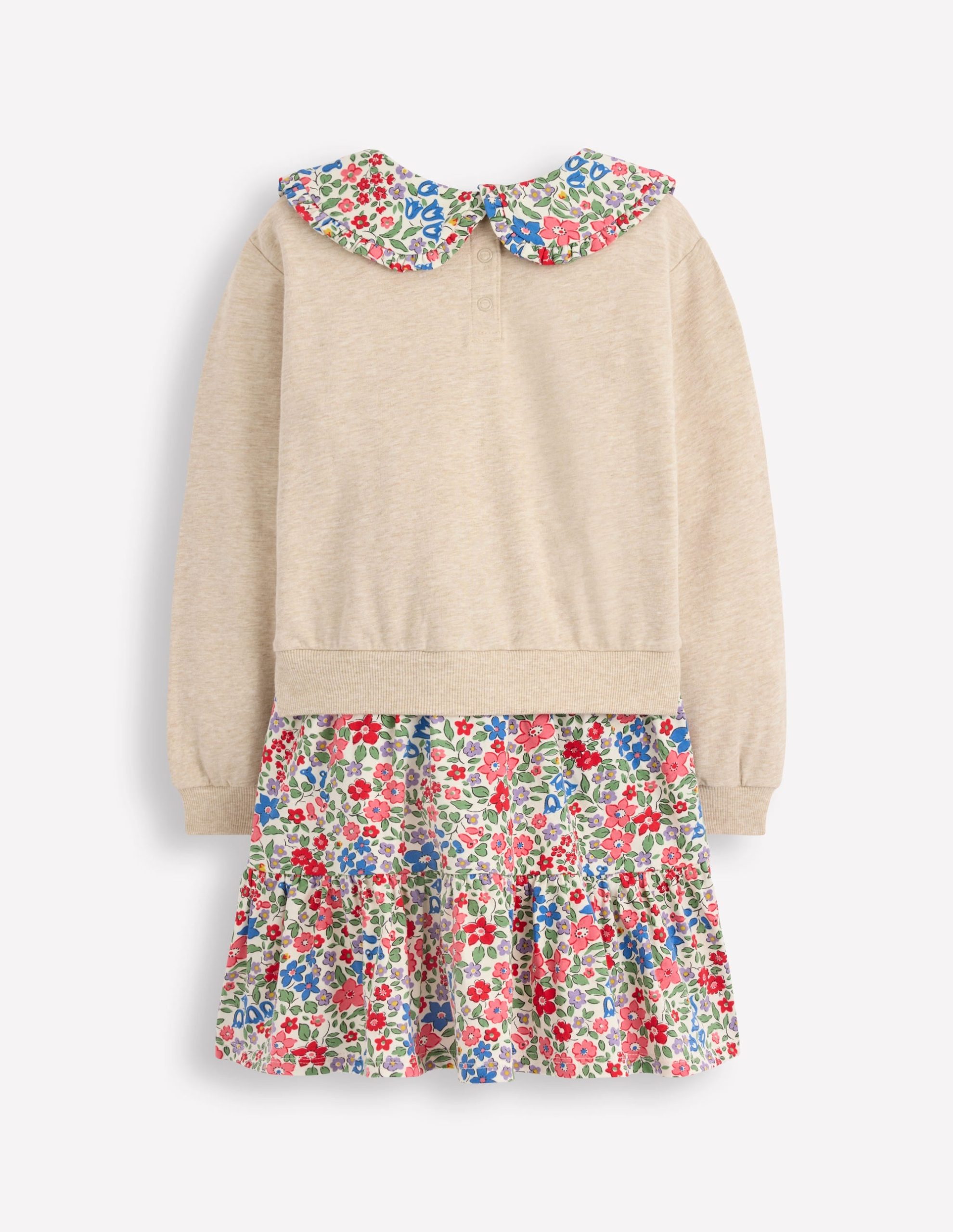 2-in-1 Sweatshirt Dress-Ivory Berry Floral - Image 3