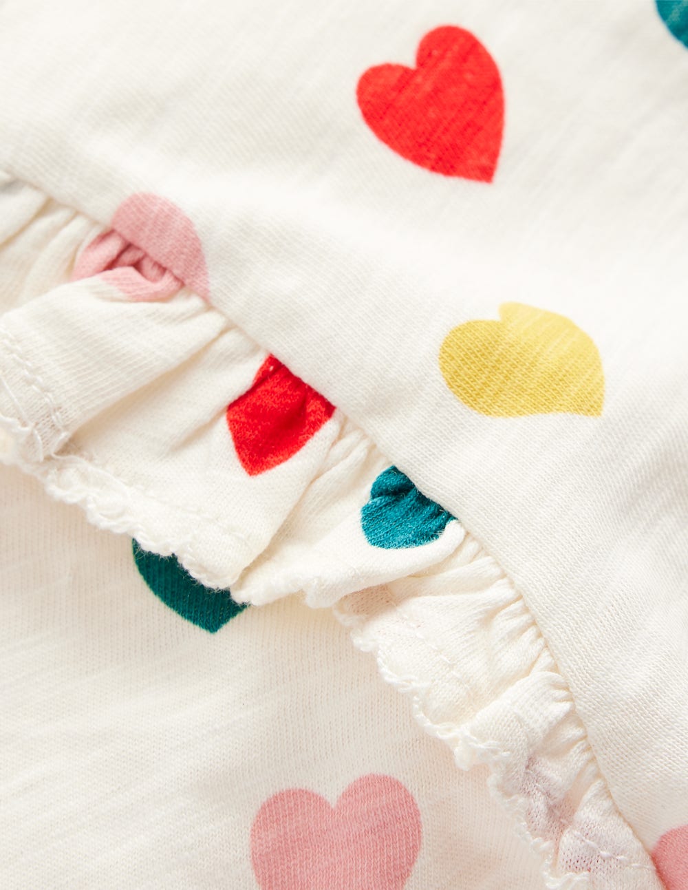 Frill Sleeve Slub Top-Rainbow Hearts - Image 6