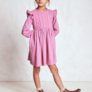 Lace Trim Jersey Dress-Formica Pink