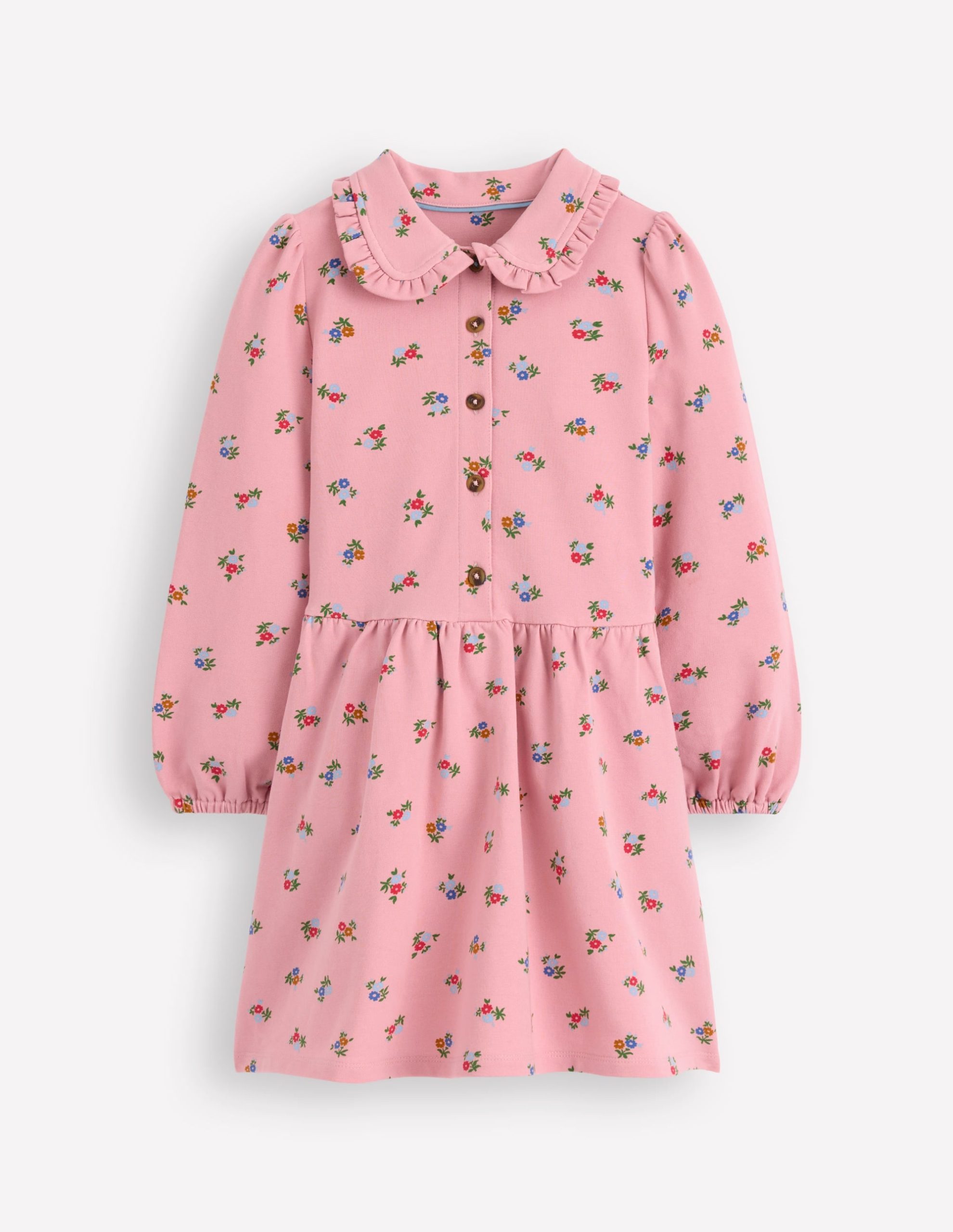 Cosy Jersey Shirt Dress-Vintage Pink Spaced Ditsy - Image 5