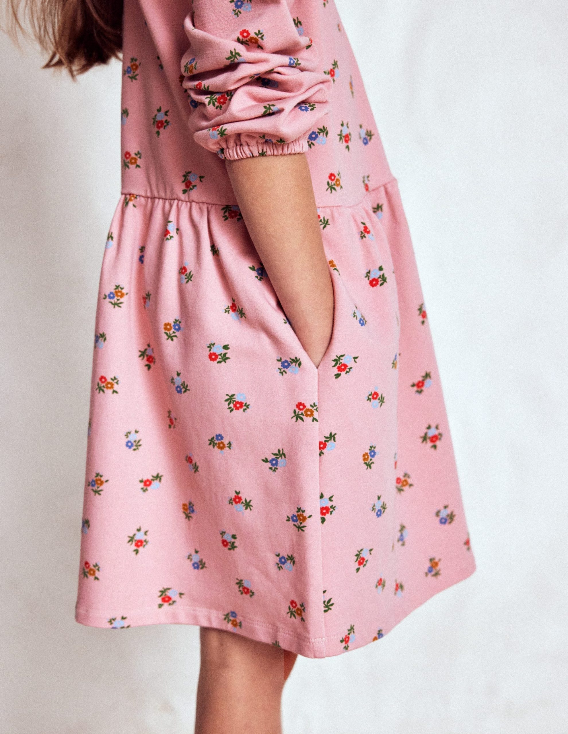 Cosy Jersey Shirt Dress-Vintage Pink Spaced Ditsy - Image 2