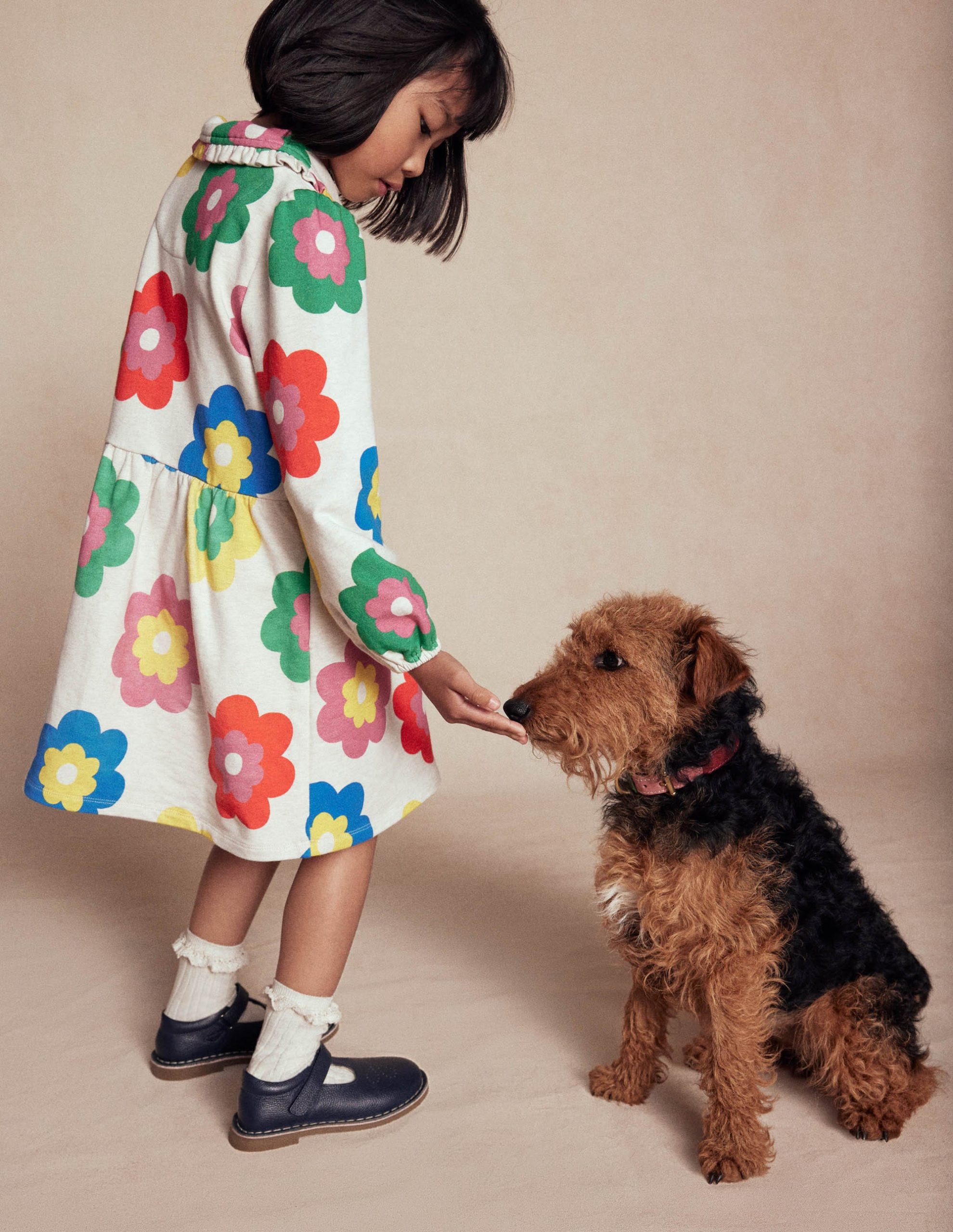 Cosy Jersey Shirt Dress-Multi Large Flower