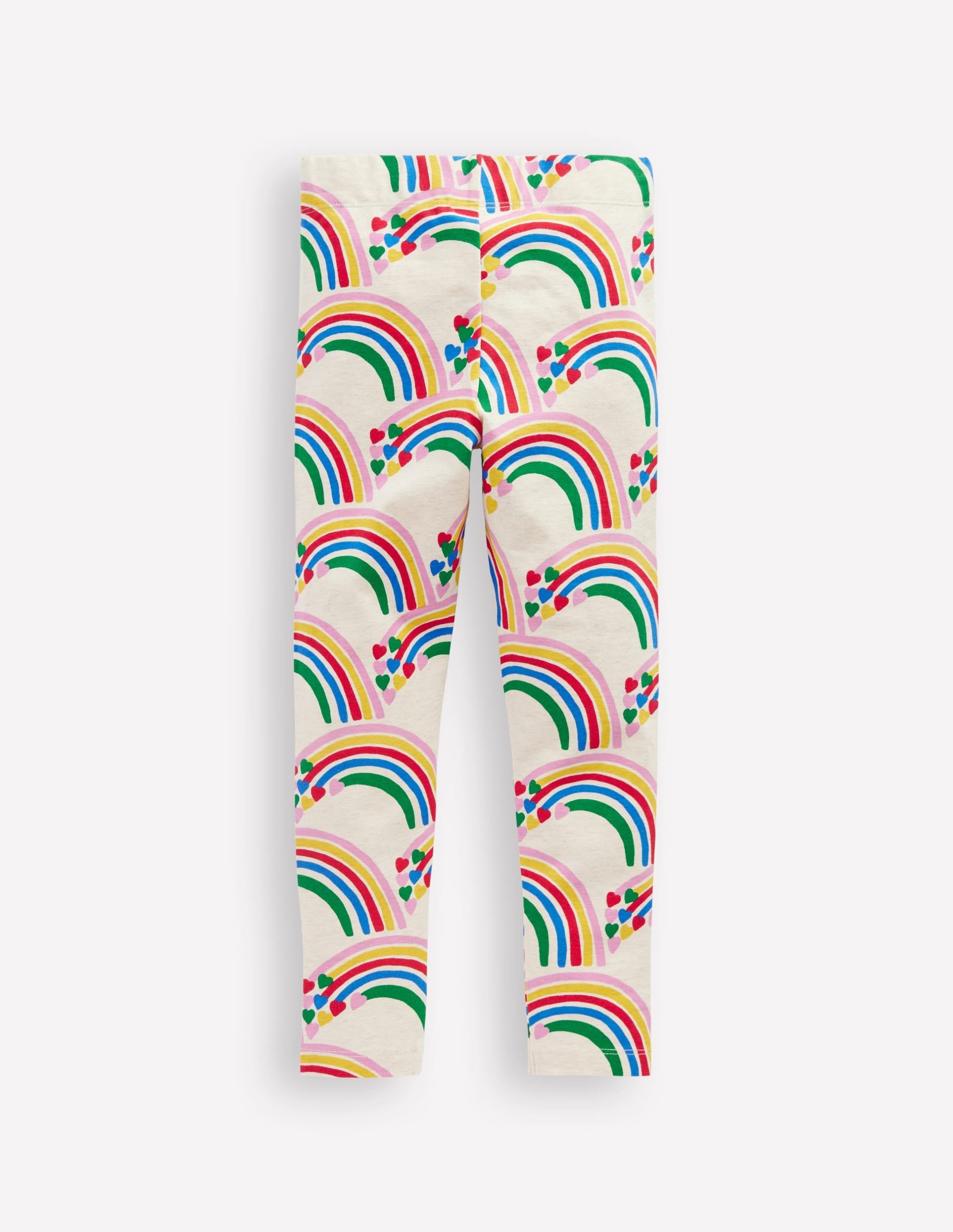 Fun Leggings-Oatmeal Marl Rainbow Hearts - Image 2