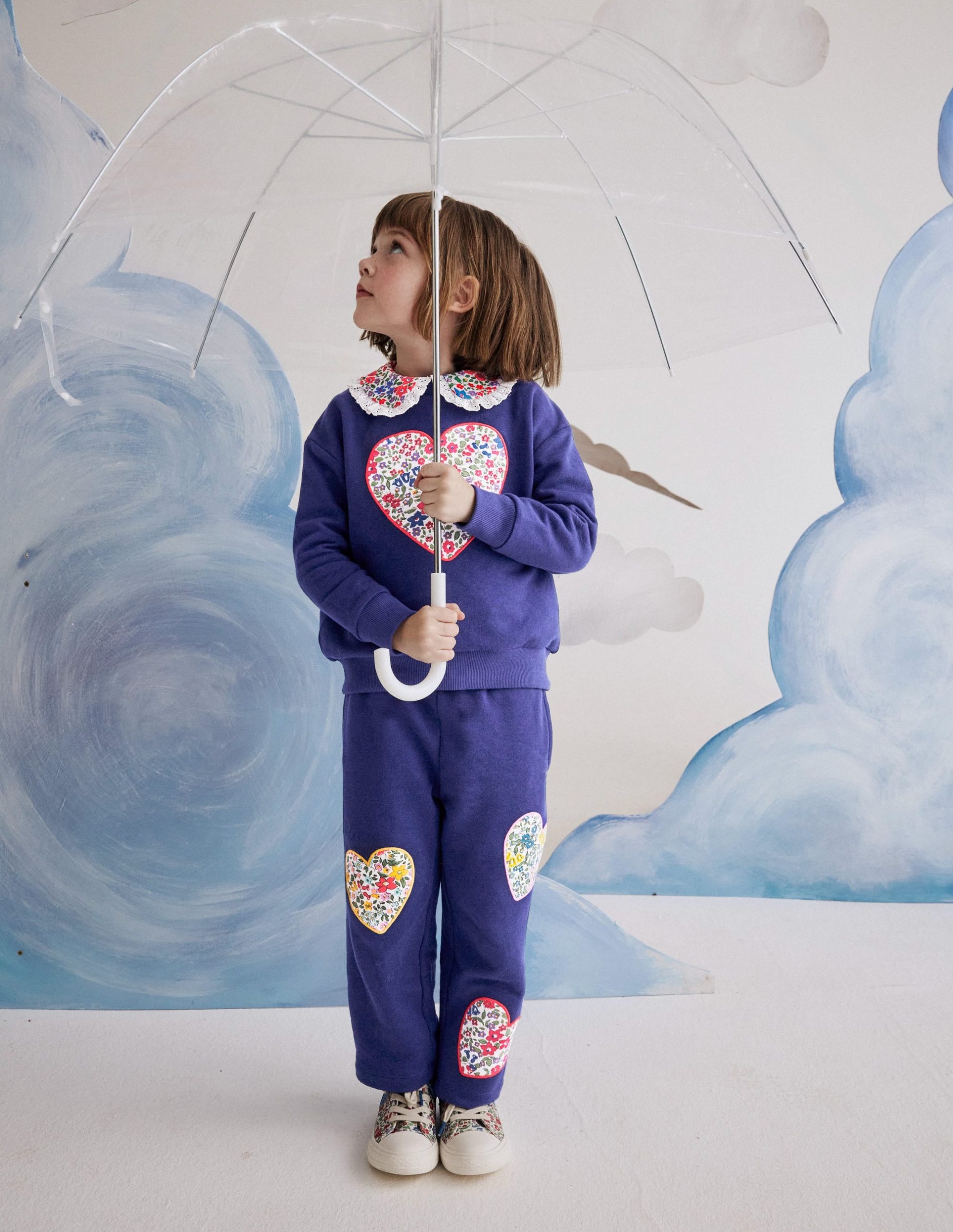 Bobbie Appliqu?? Joggers-Starboard Blue Hearts