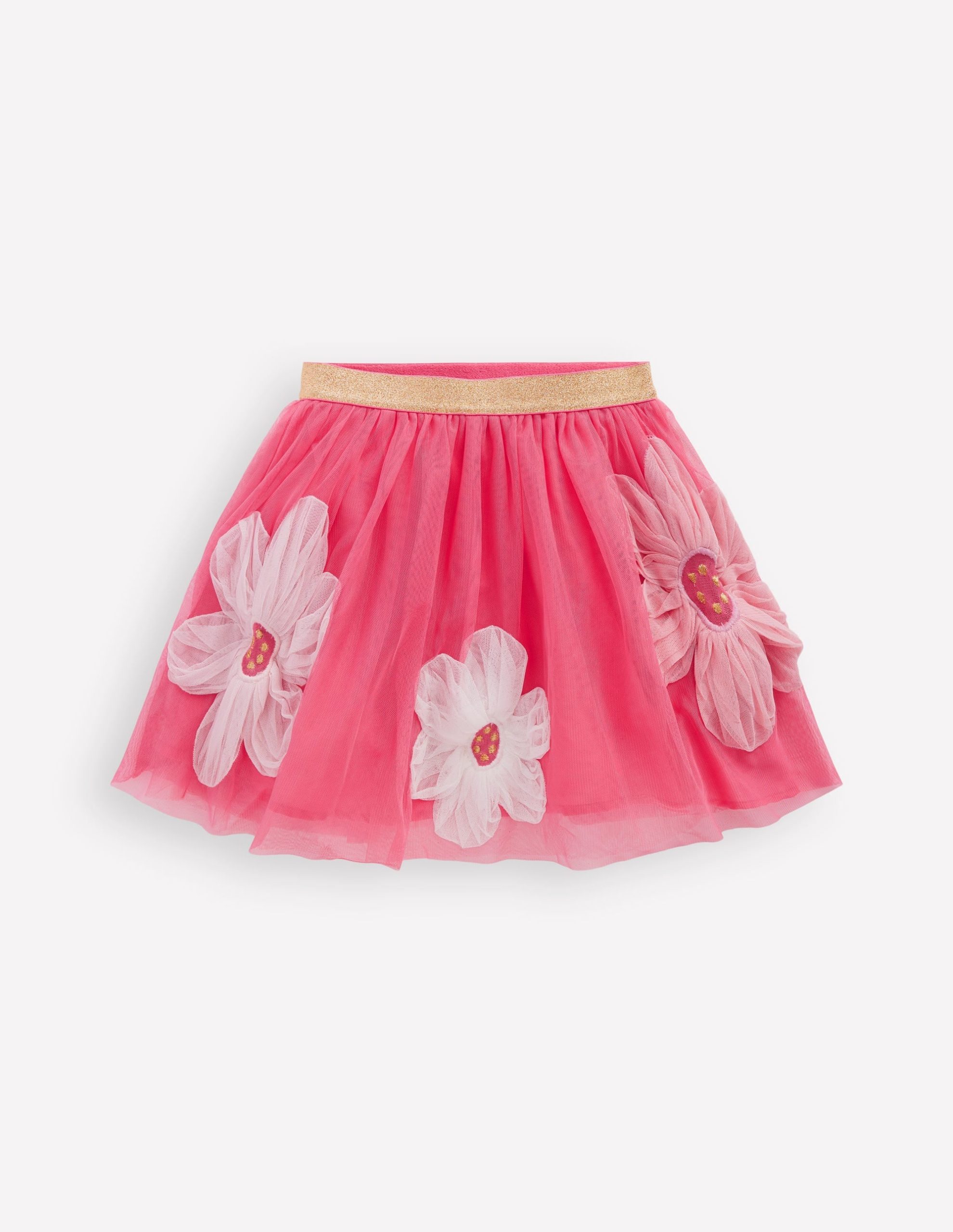 Appliqu?? Tulle Skirt-Pink Flowers