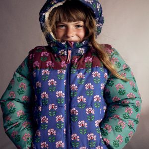 2-in-1 Padded Coat-Multi Woodblock Flower