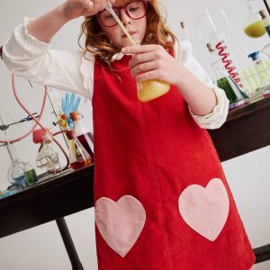 Saffy Cord Pinafore Dress-Poppy Red
