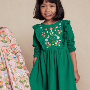 Embroidered Bodice Dress-Jewel Green