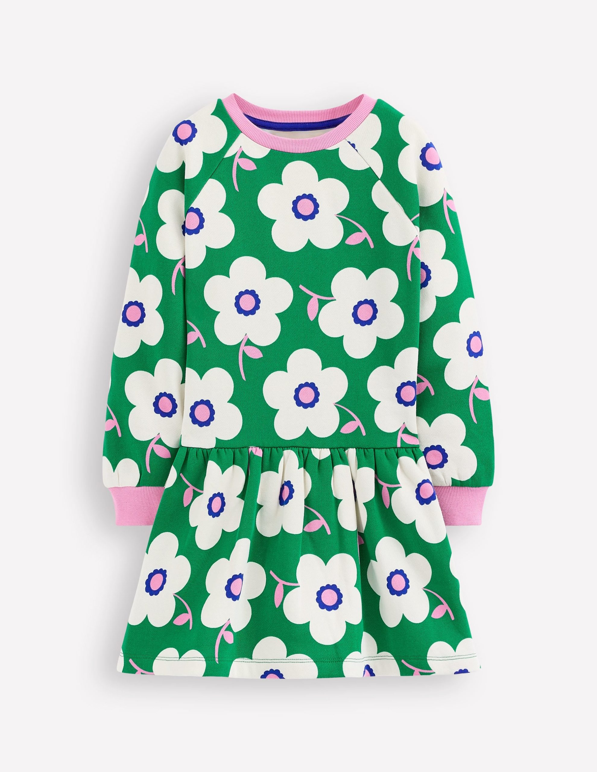 Cosy Sweatshirt Dress-Rich Emerald Giant Daisy