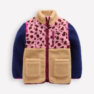 2-in-1 Borg Jacket-Pink Leopard