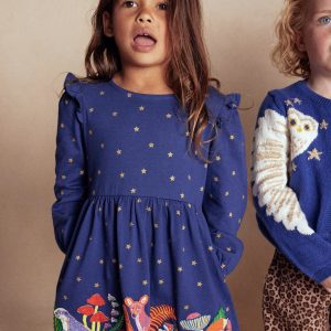 Appliqu?? Jersey Dress-College Navy Animals