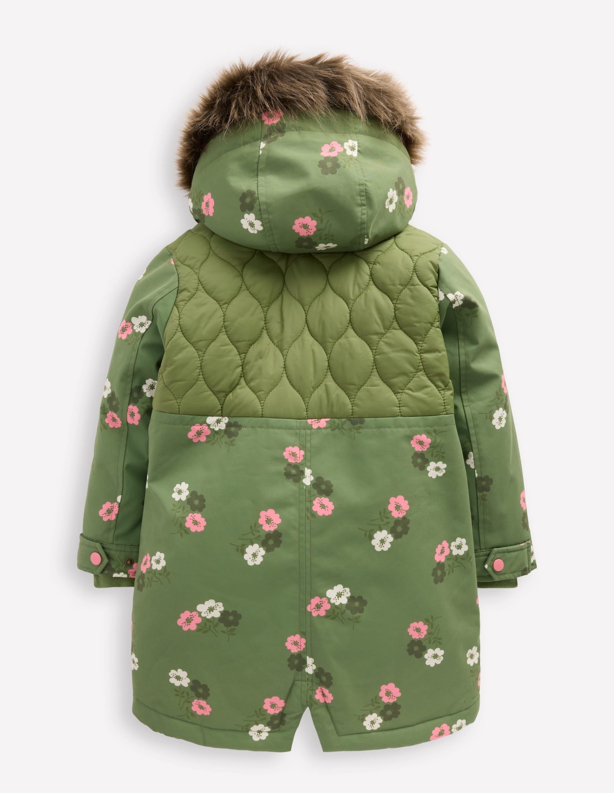 Joni Quilted Parka Coat-Green Floral - Image 4