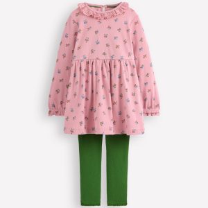 Ribbed Tunic Set-Vintage Pink Spaced Ditsy