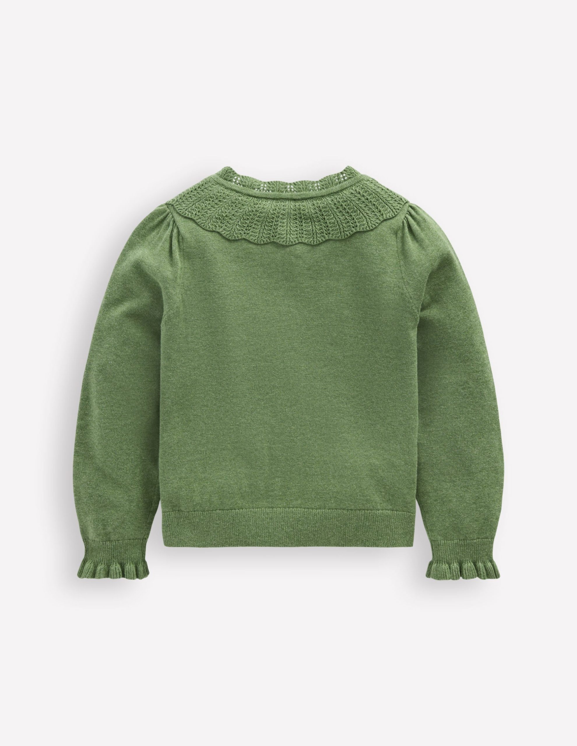 Pretty Ruffle Cardigan-Safari Green Marl - Image 2