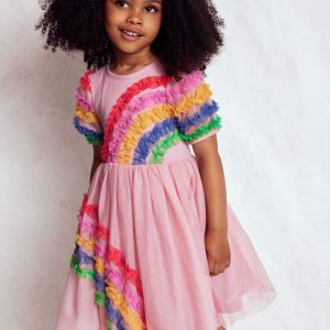 Rainbow Tulle Jersey Dress-Zephyr Rainbow
