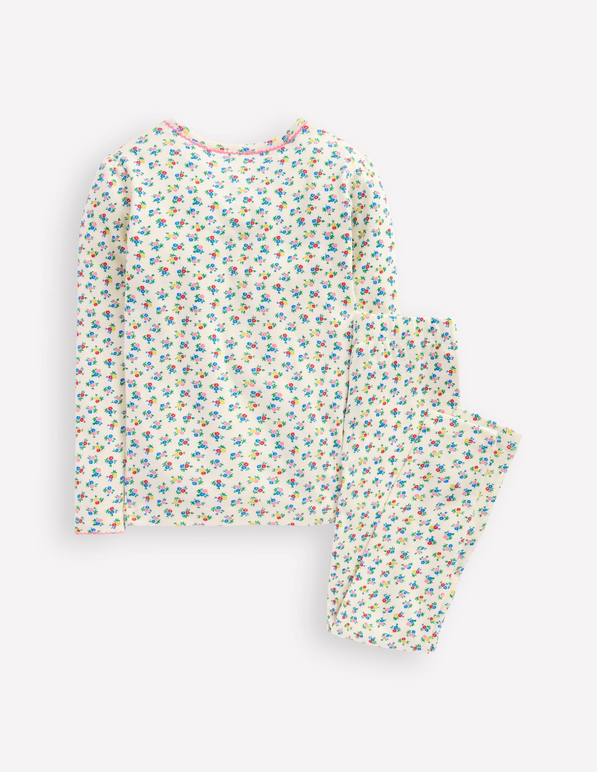 Snug Henley Pajamas-Soft Ivory Spring Ditsy - Image 2