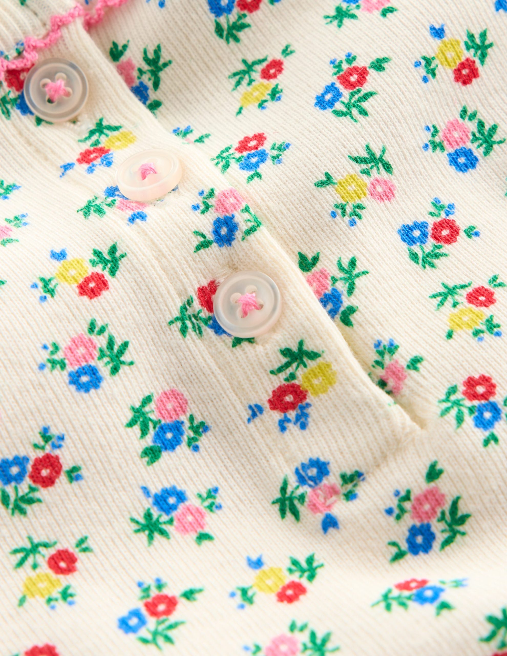 Snug Henley Pajamas-Soft Ivory Spring Ditsy - Image 3