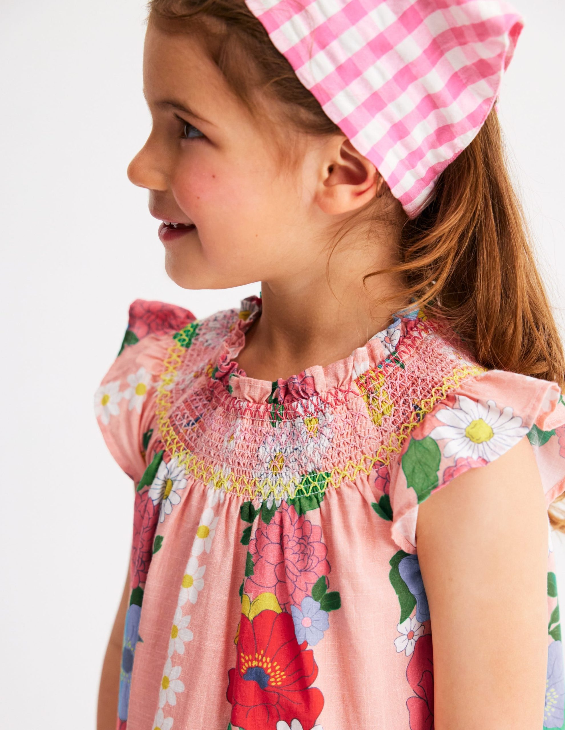Holiday Smocked Dress-Chalk Pink Flower - Image 2