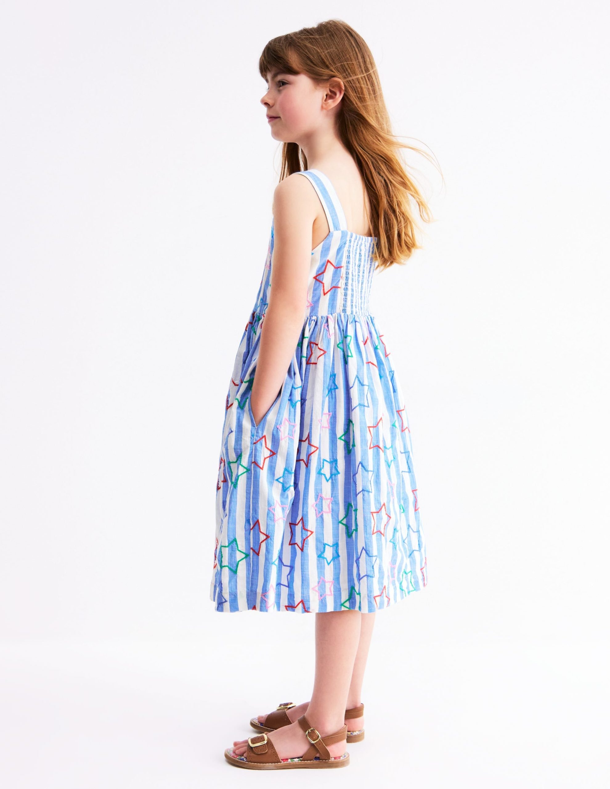 Remy Button Through Dress-Peacock Plume Blue Star - Image 4