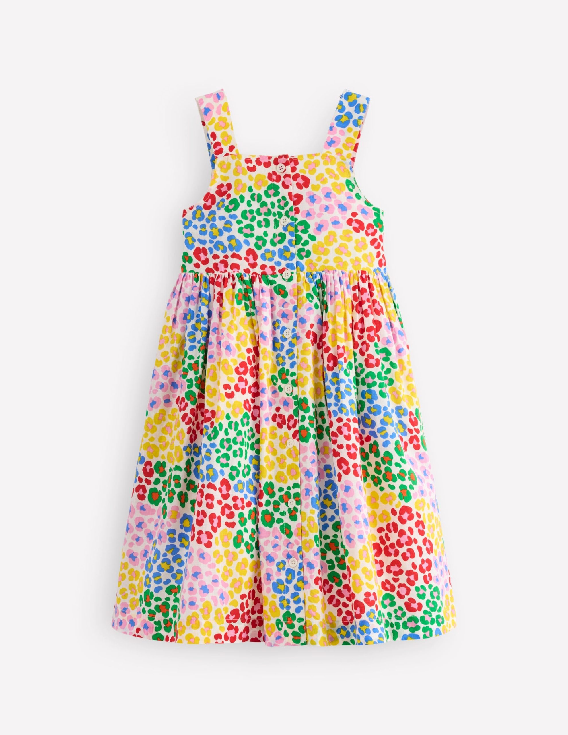 Remy Button Through Dress-Multi Rainbow Leopard