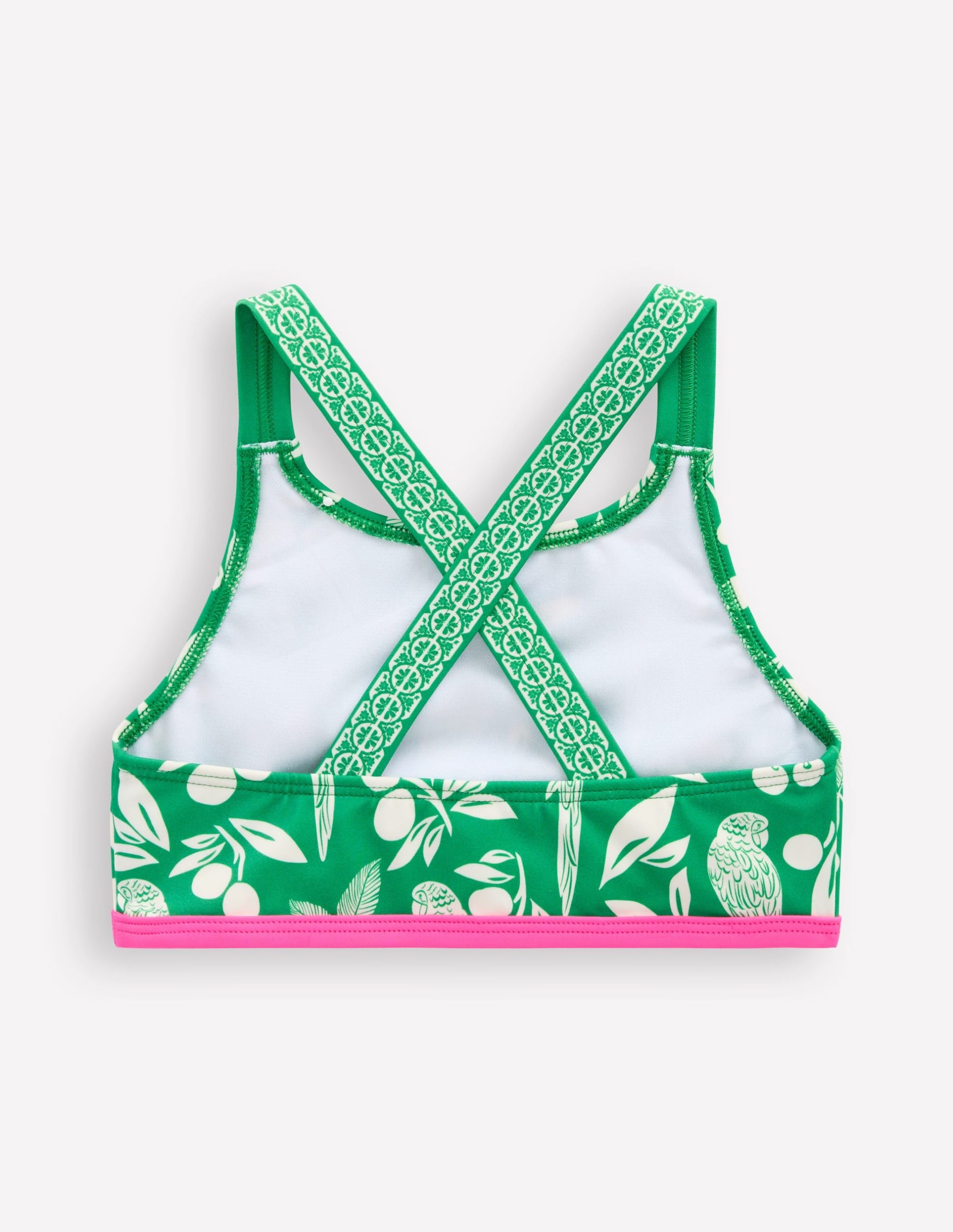 Cross-back Bikini Top-Rich Emerald Parrot Palm - Image 2