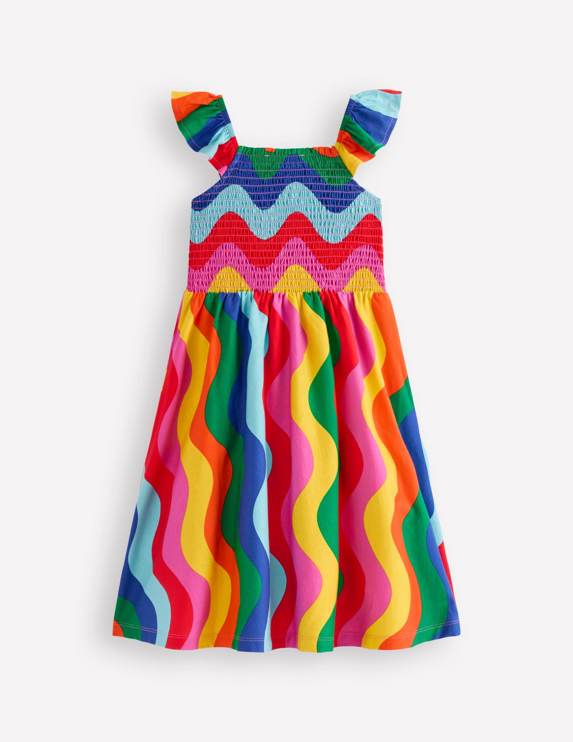 Willa Shirred Jersey Dress-Multi Wave Stripe - Image 2