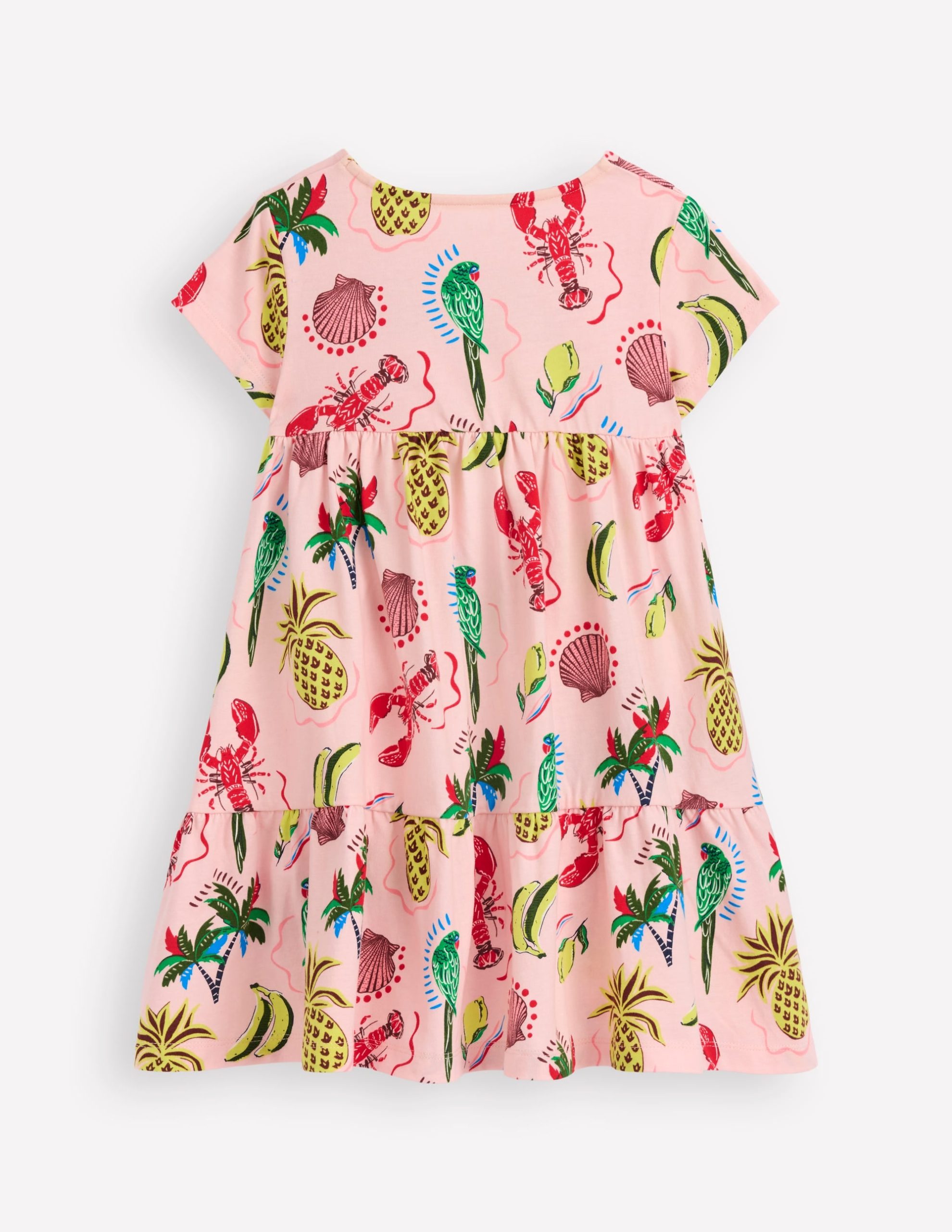 Ariel Twirly Jersey Dress-Chalk Pink Tropical Print - Image 5