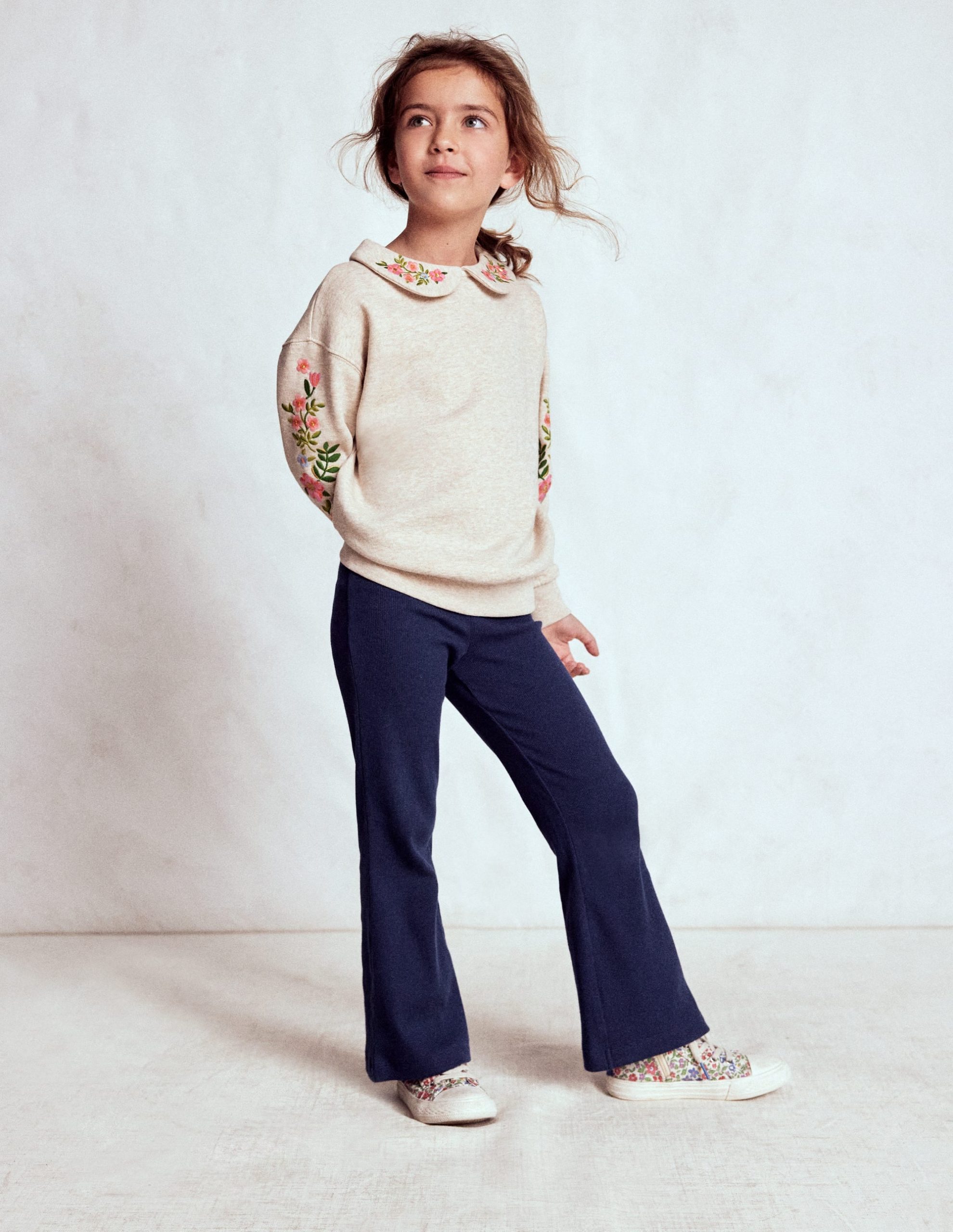 Ribbed Flare Leggings-College Navy - Image 4