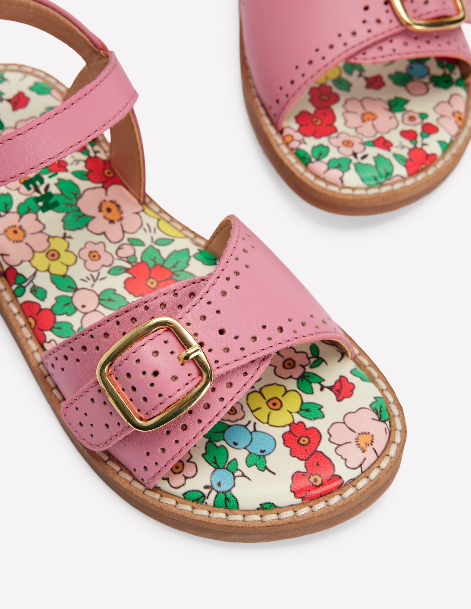 Leather Buckle Sandals-Sea Pink - Image 3