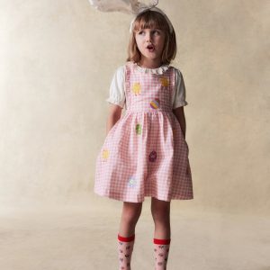 Gladys Pinafore Dress-Pink Gingham Easter