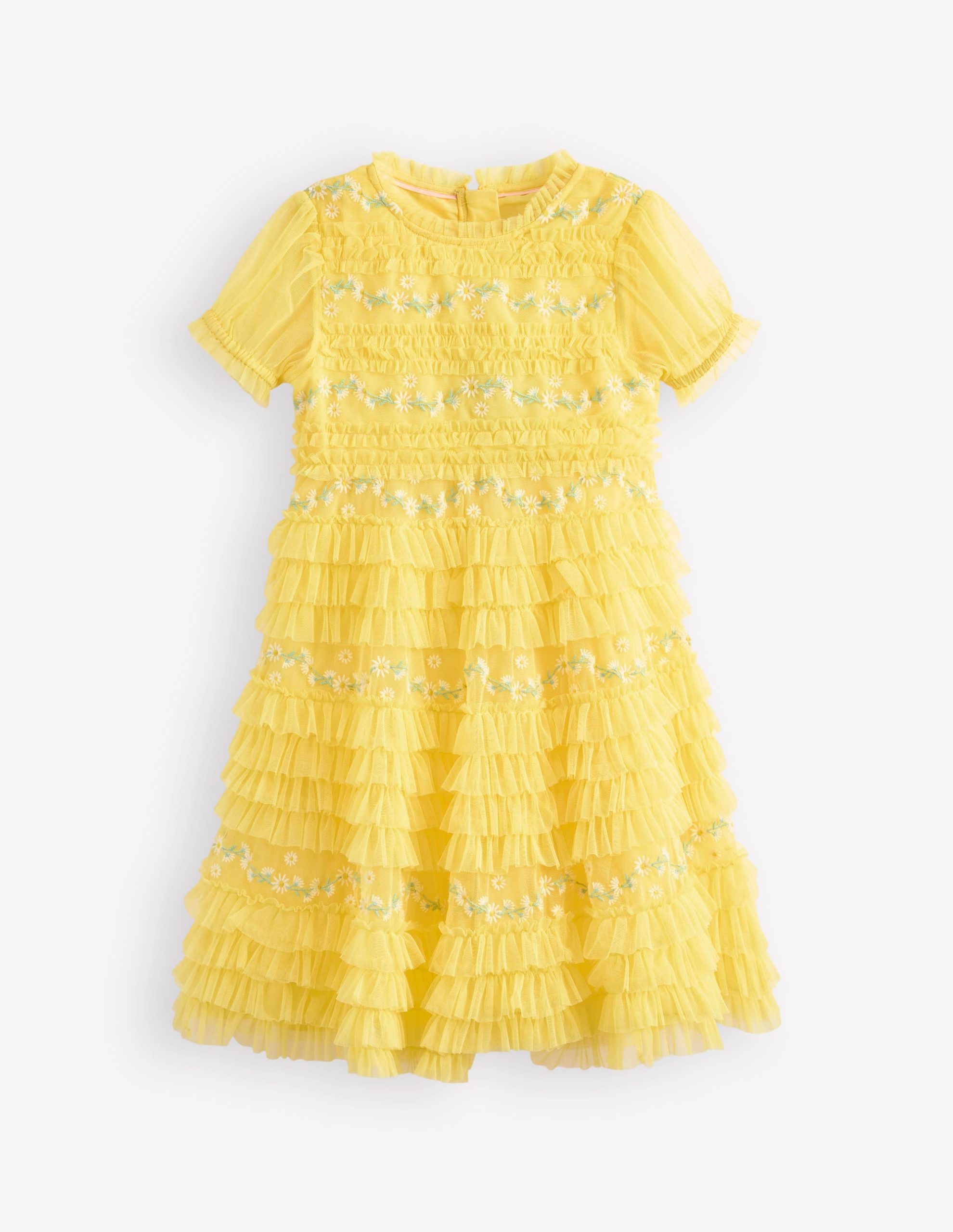 Ruffle Tulle Dress-Butter Yellow